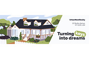 Modern suburban house cottage banner, an Object Illustration by PaperTrident (Thumbnail 3 of 4)