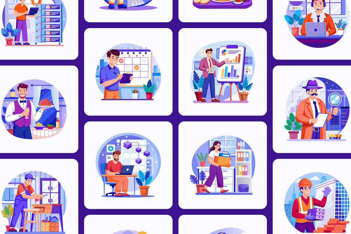 Job Illustrations Art Set, a Work Illustration by Prosymbols (Photo 5 of 9)