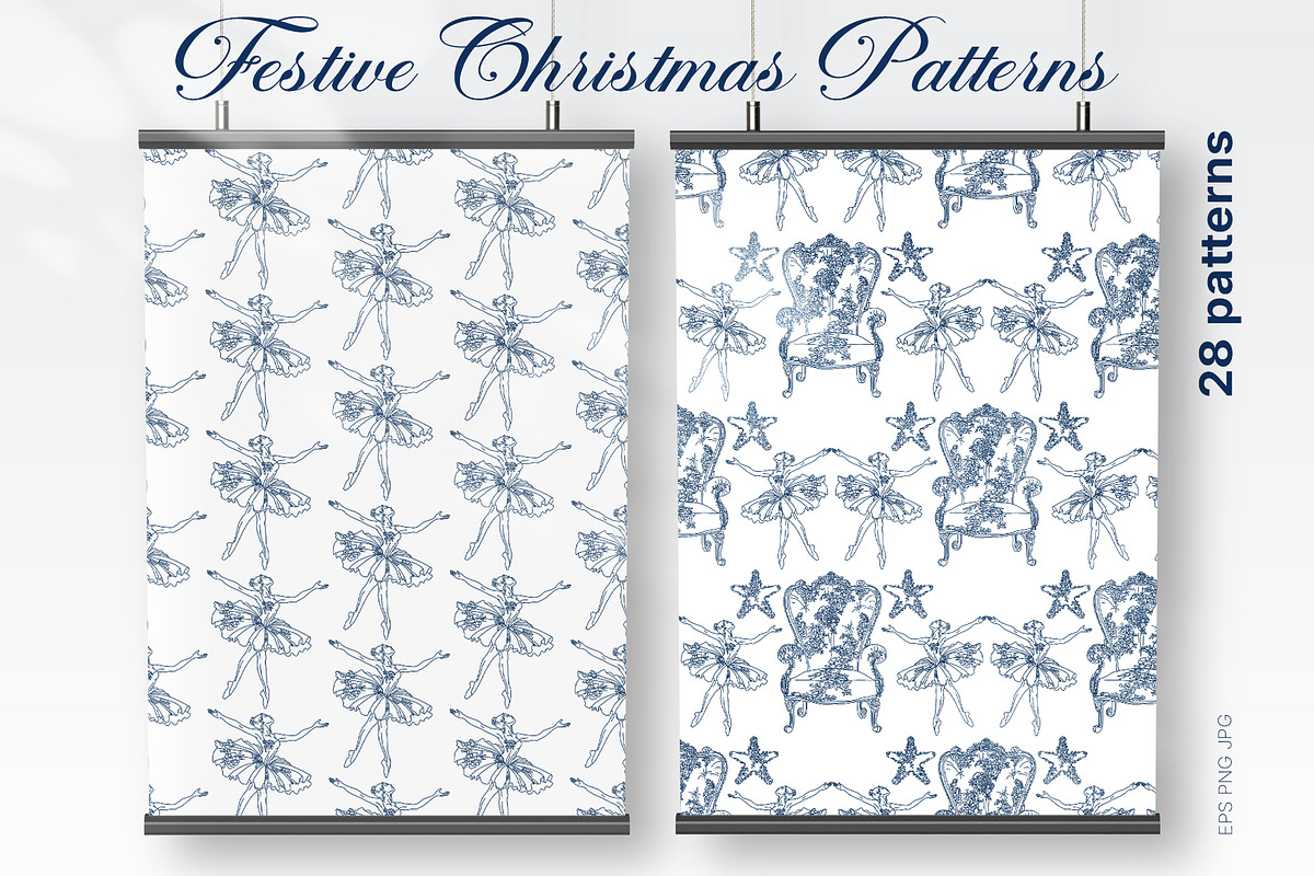 Festive Christmas patterns, a Decorative Illustration by LanaDzi (Photo 6 of 25)