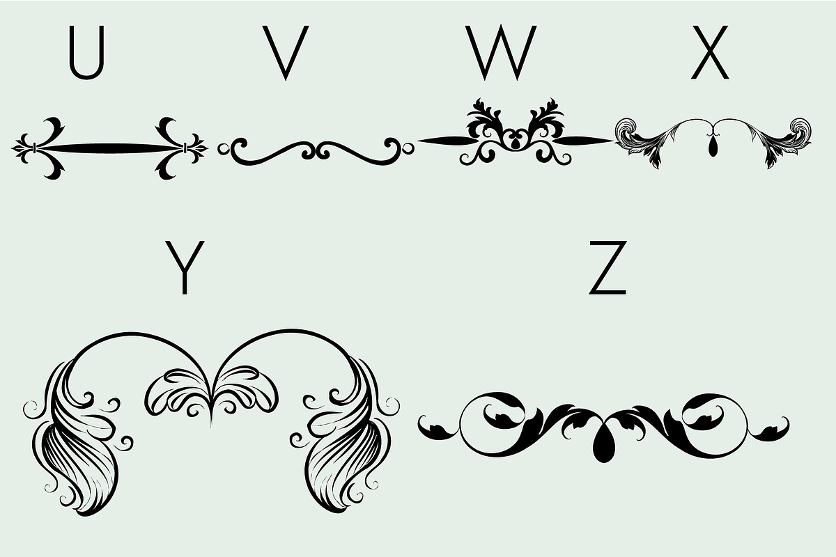 Flourishes Dividers &Swirls Dingbats, a Symbol Font by Minimalartstudio (Photo 4 of 9)