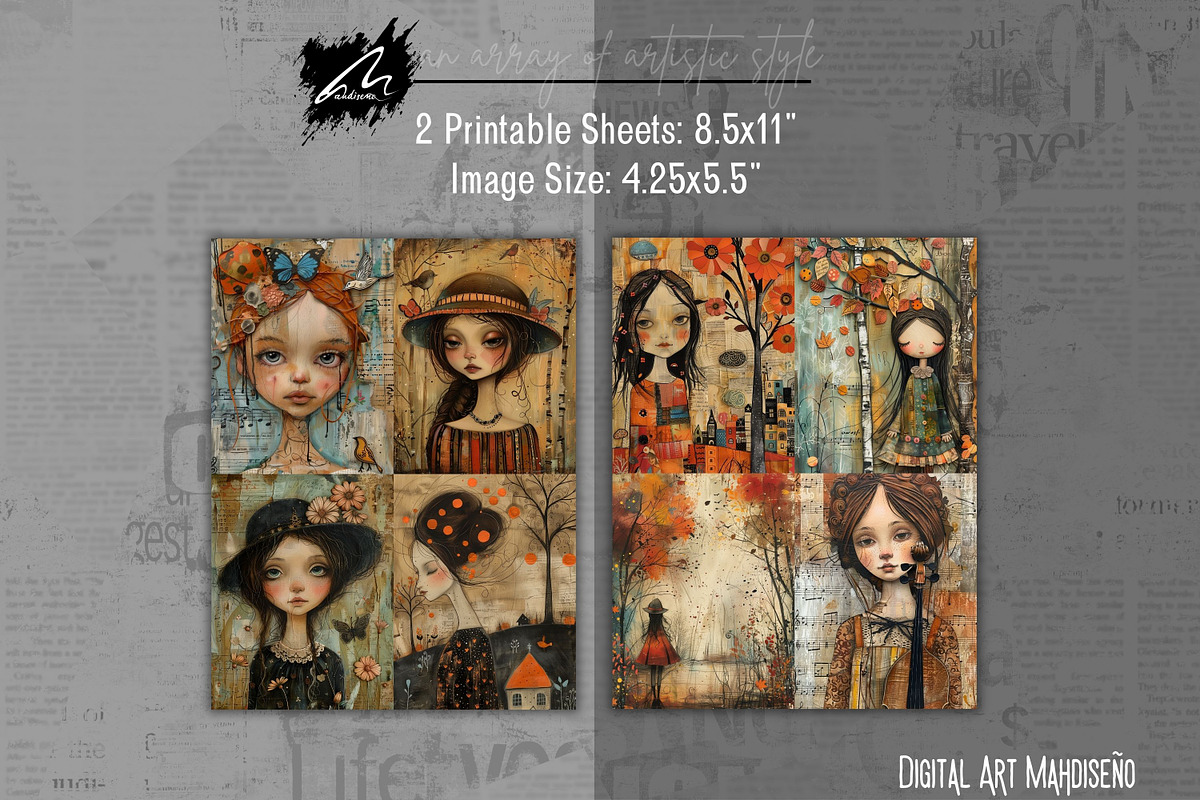 Fall is Here, Whimsical Girl Pages, a Seasonal Illustration by Digital Art Mahdiseño (Photo 5 of 10)