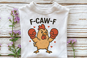 Funny Boxing F-CAW-F Chicken PNG, an Illustration by CraftArtStudio (Thumbnail 3 of 4)