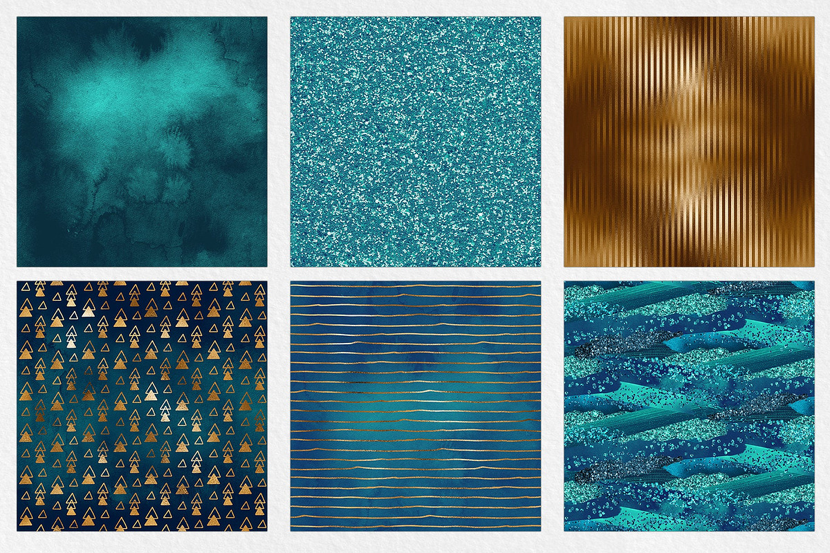 Ocean Gold Digital Paper, a Pattern Graphic by Brandi Lea Designs (Photo 3 of 5)