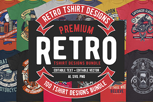 100 Retro Tshirt Designs Bundle