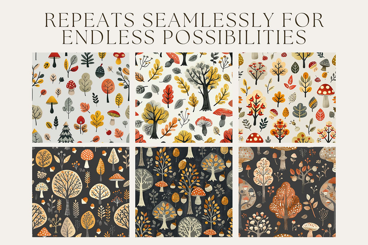 8 Oliver's Autumn Woods Patterns, a Pattern Graphic by Inknfolly (Photo 2 of 5)