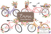 Wildflowers Floral Bicycles Clipart, an Illustration by Amanda Ilkov (Thumbnail 1 of 5)
