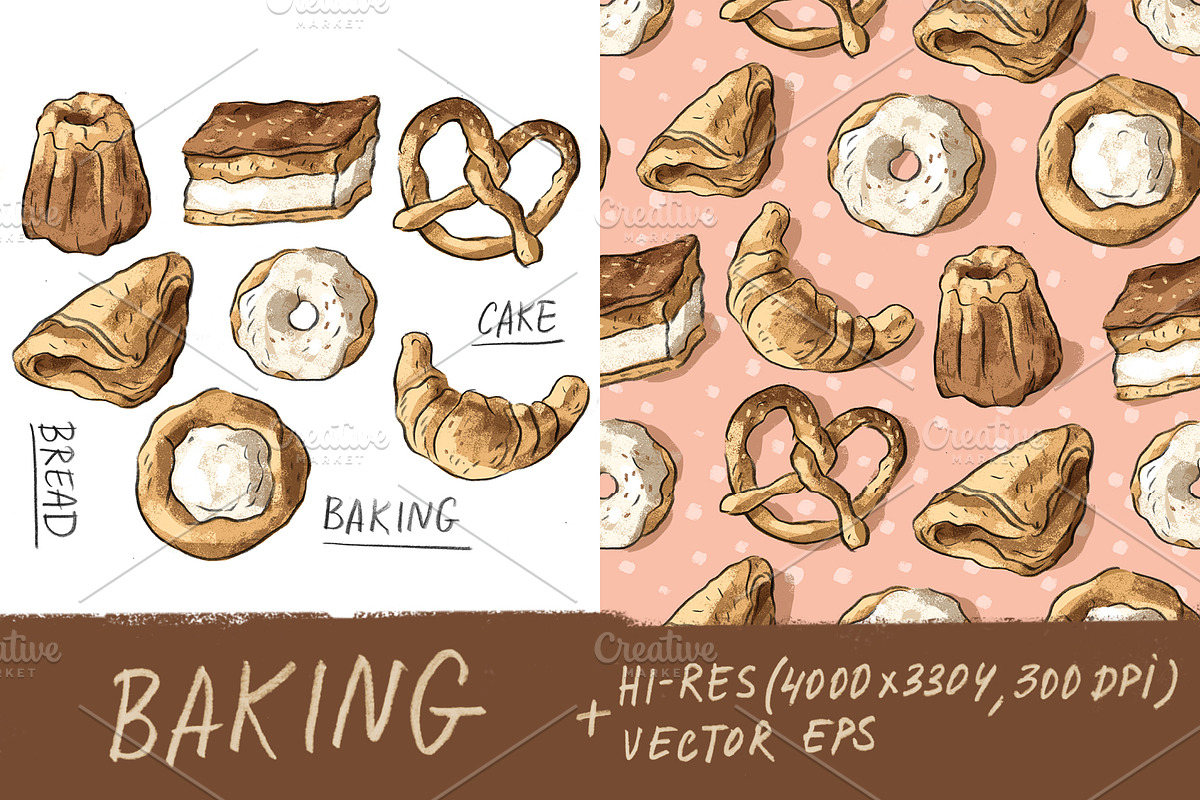 Pattern and set with baking, a Pattern Graphic by Melniklenart (Photo 1 of 3)
