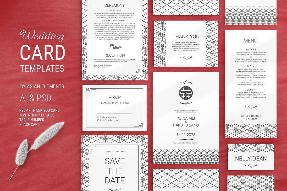 Elegant Wedding Stationery Templates, a Stationery Template by AsianElements (Photo 9 of 10)