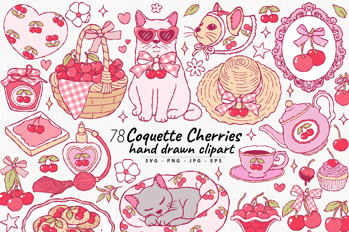 Coquette Cherries Clipart Bundle, a Seasonal Illustration by TitaLivingArt (Photo 1 of 10)