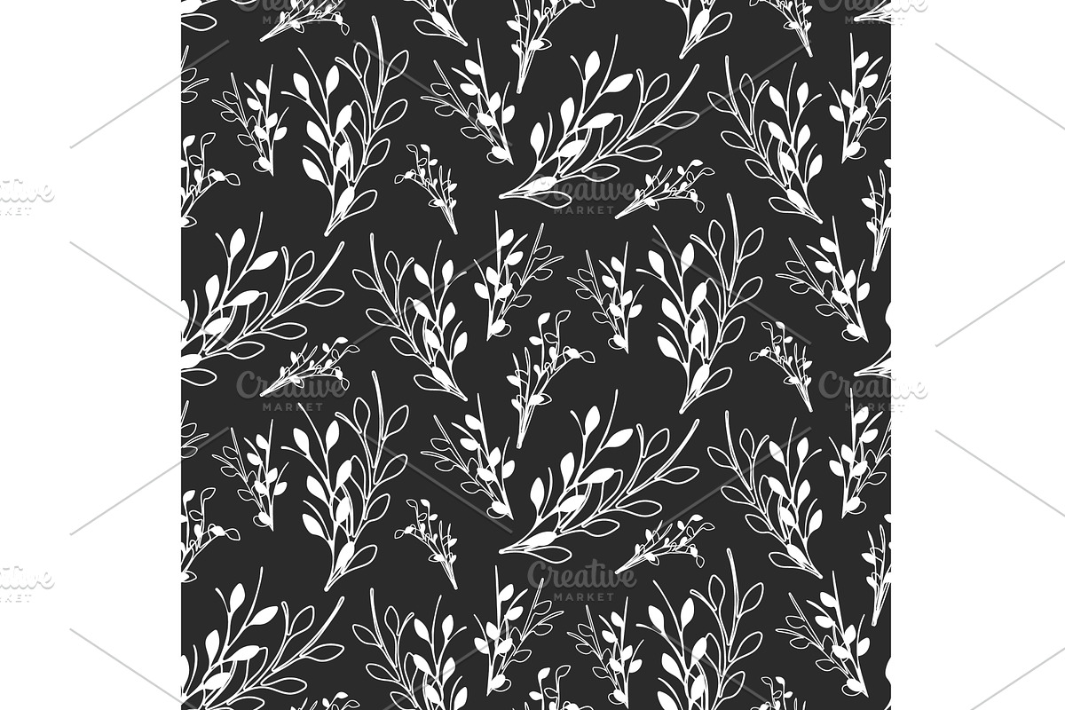 White botanical branches form a, a Texture Illustration by okskukuruza