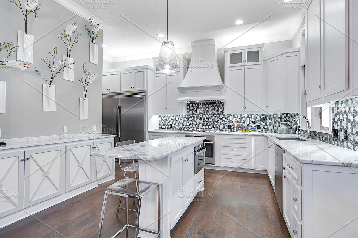 White Kitchen With Modern Island, an Architecture Photo by Water Street Photography (Photo 2 of 2)