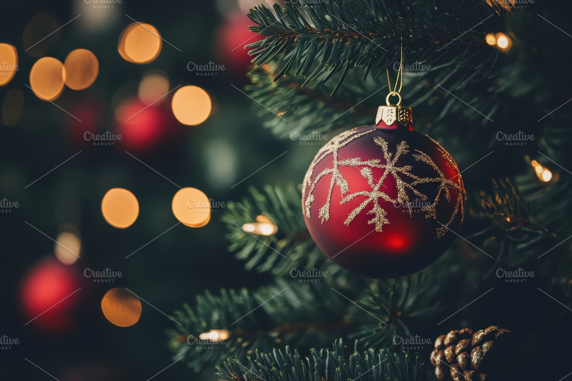 Warm glow of Christmas ornaments on, a Photo by Iftikhar Alam