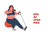 Fat woman workout vector, a Healthcare Illustration by Art Zooted (Thumbnail 3 of 5)