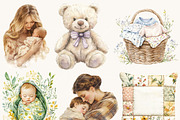 Mom and Newborn Baby Clipart, a Person Illustration by BusyDaydesign (Thumbnail 2 of 9)