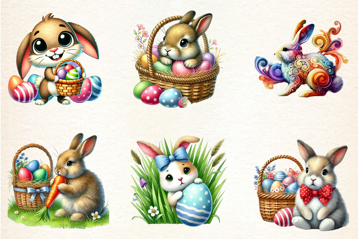 Easter Bunny Clipart,, an Illustration by DreamArtGraphic (Photo 2 of 5)