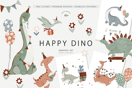 HAPPY DINO graphic set