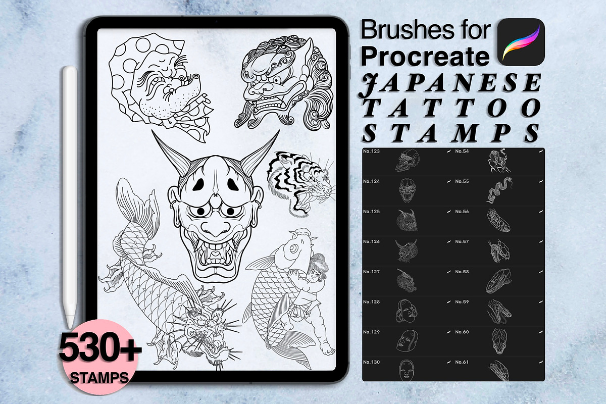 550 Japanese tattoo for procreate, a Brush Add-On by Arts For Peace (Photo 1 of 9)