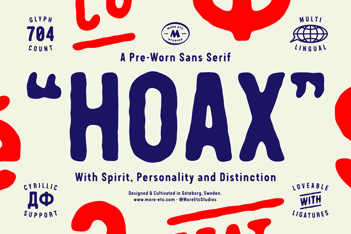 Hoax – A pre-worn typeface, a Sans Serif Font by More Etc. Studios (Photo 1 of 19)