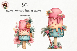 Summer Ice Cream PNG Clipart, a Food Illustration by Nicolle's Colorful Art