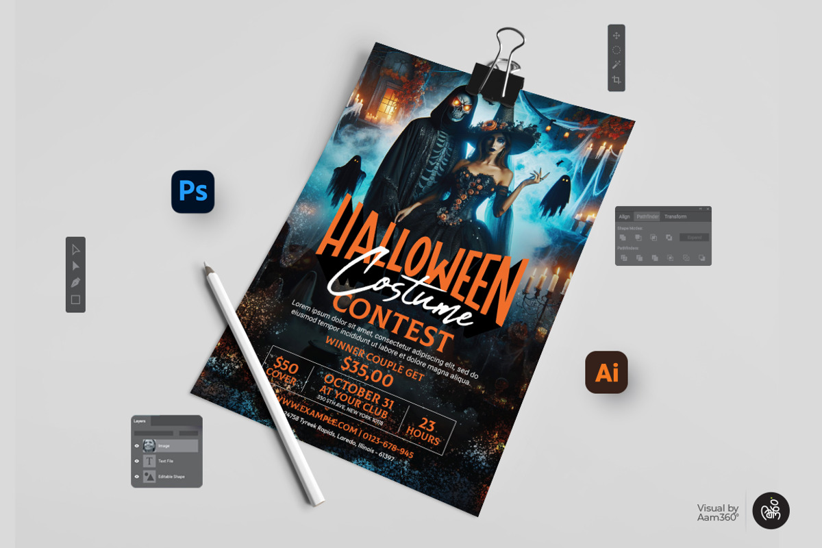 Halloween Costume Contest Bundle, a Flyer Template by Aam360 (Photo 5 of 9)