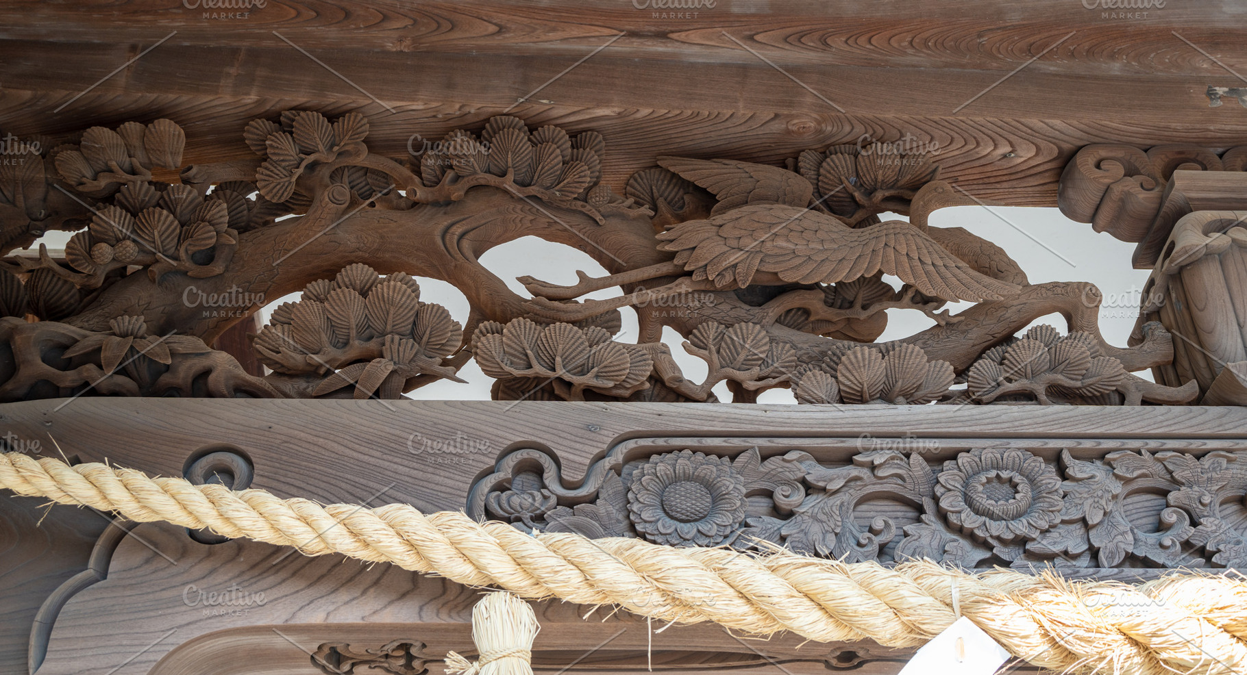 Wooden entrance carving at Oyama-Jinja Shrine in Kanazawa, Japan, an Architecture Photo by GoodGoods