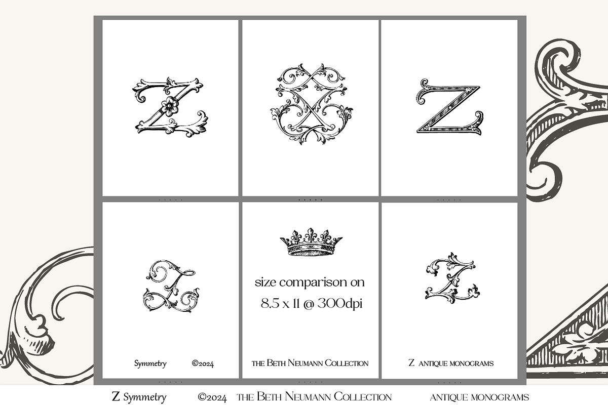 Antique Vintage Monogram Initial Z, an Object Graphic by Antique Monograms (Photo 3 of 4)