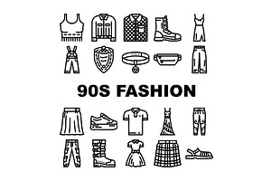 Nineties fashion clothing items and, an Object Illustration by pikepicture