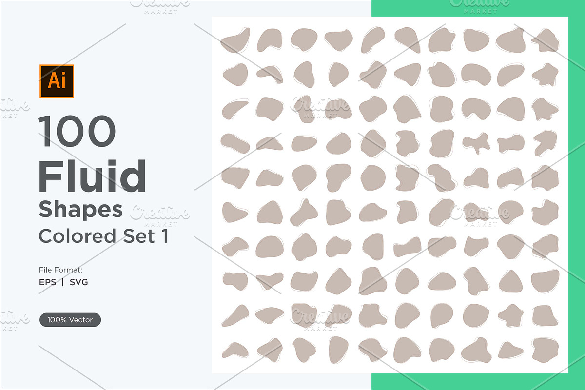 Blobs Fluid Shape Colored 100 Set V1, an Object Graphic by shahsoft (Photo 1 of 4)