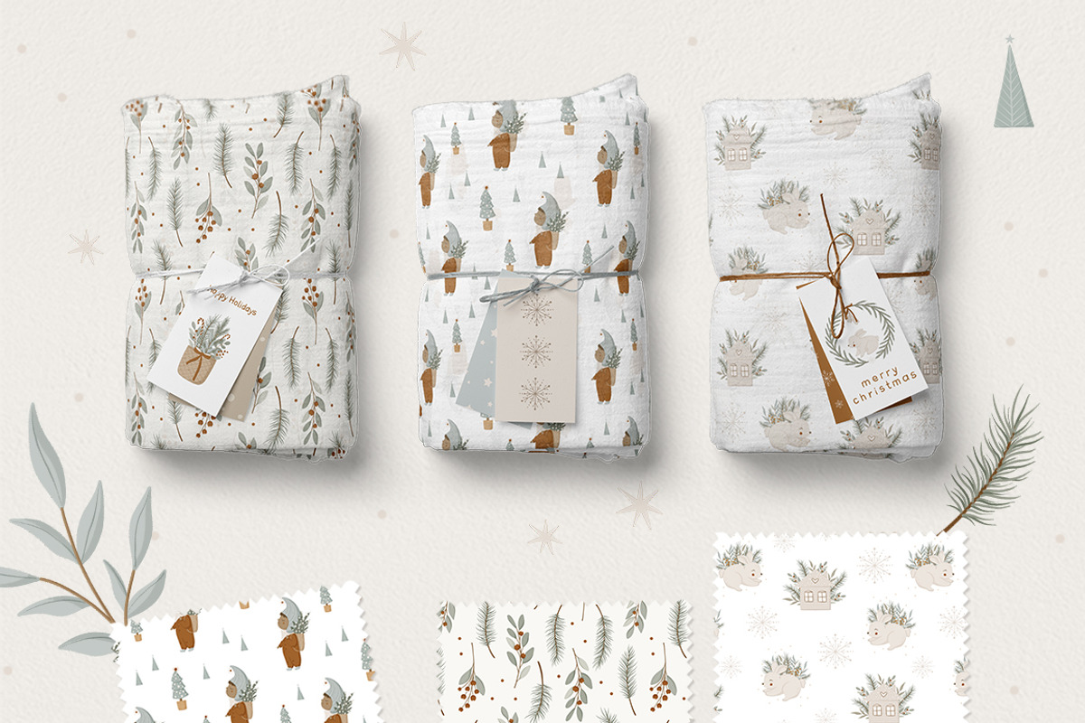 Kids Christmas clipart & pattern, an Animal Illustration by polikarpovaart (Photo 7 of 14)