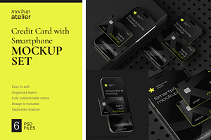 Bank Card with iPhone Mockup Set