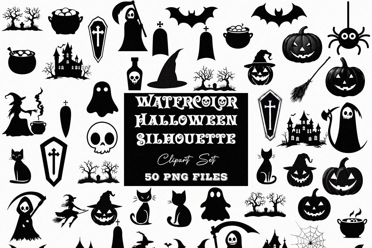 Halloween Silhouette PNG Set, an Object Illustration by DesignBTF (Photo 1 of 5)
