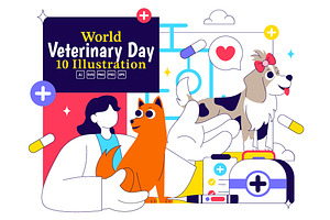 10 World Veterinary Day Illustration, an Animal Illustration by denayunebgt