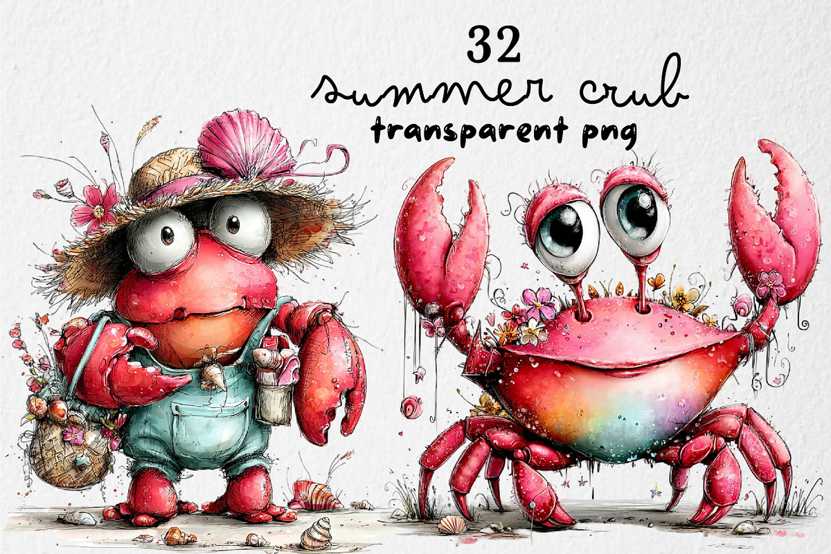 Whimsical Summer Crub Clipart, an Illustration by Dream Creation (Photo 1 of 7)