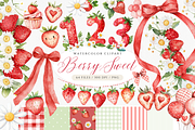 Berry Cute Strawberry Clipart, an Illustration by ClipArtCharm (Thumbnail 1 of 5)