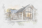 House Watercolor Painting, an Action Add-On by Photoshop Action (Thumbnail 8 of 12)