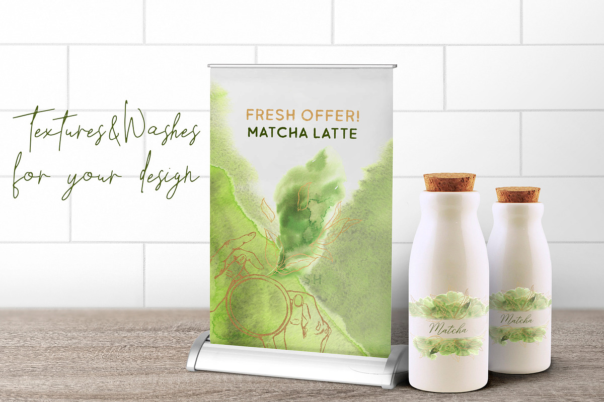 Coffee And Matcha Watercolor, an Object Graphic by Cat In Colour (Photo 10 of 10)