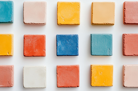Various colors of clay cubes, a Background Photo by MistyDay