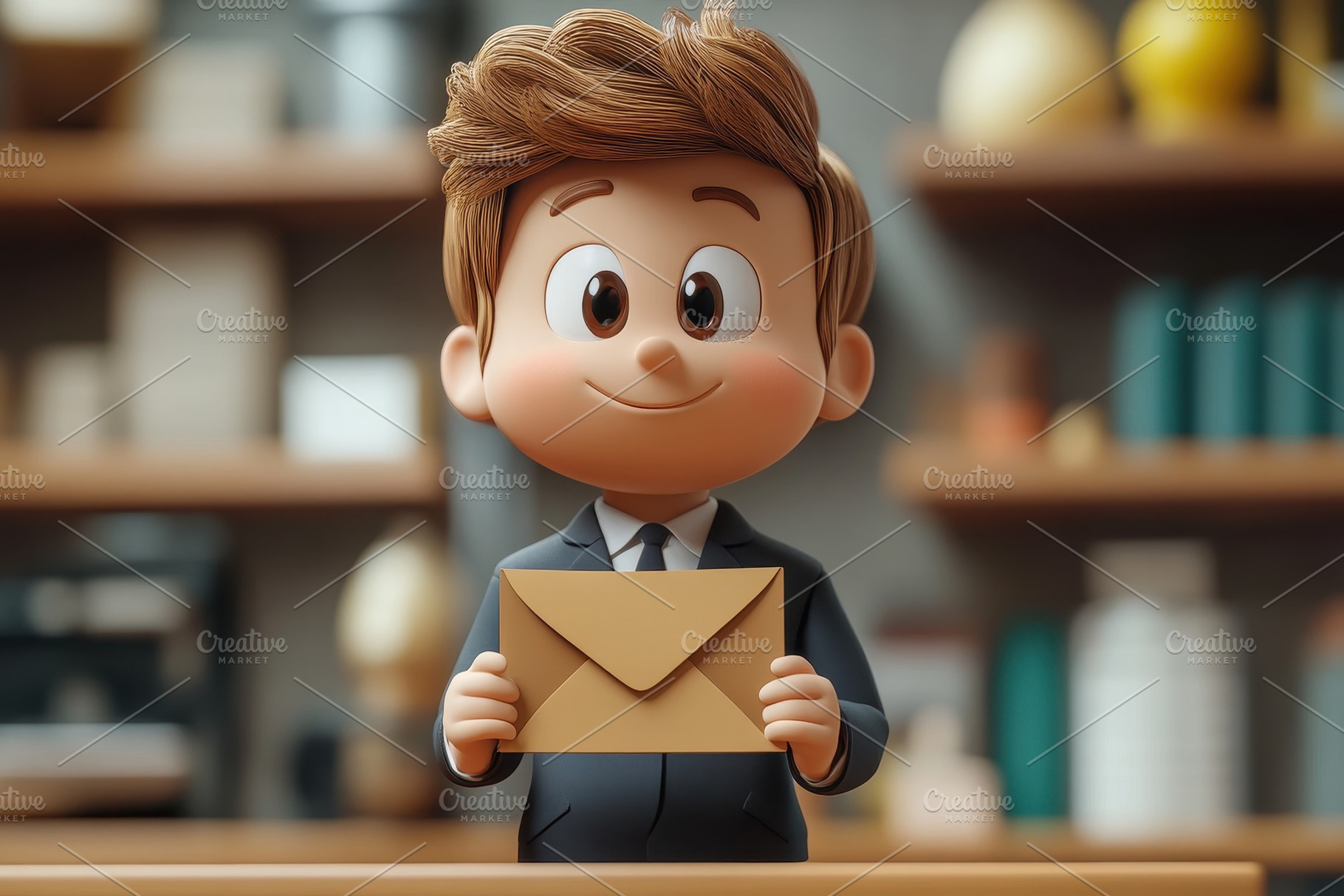 Young boy in a suit holding a brown, a Photo by Tanuart
