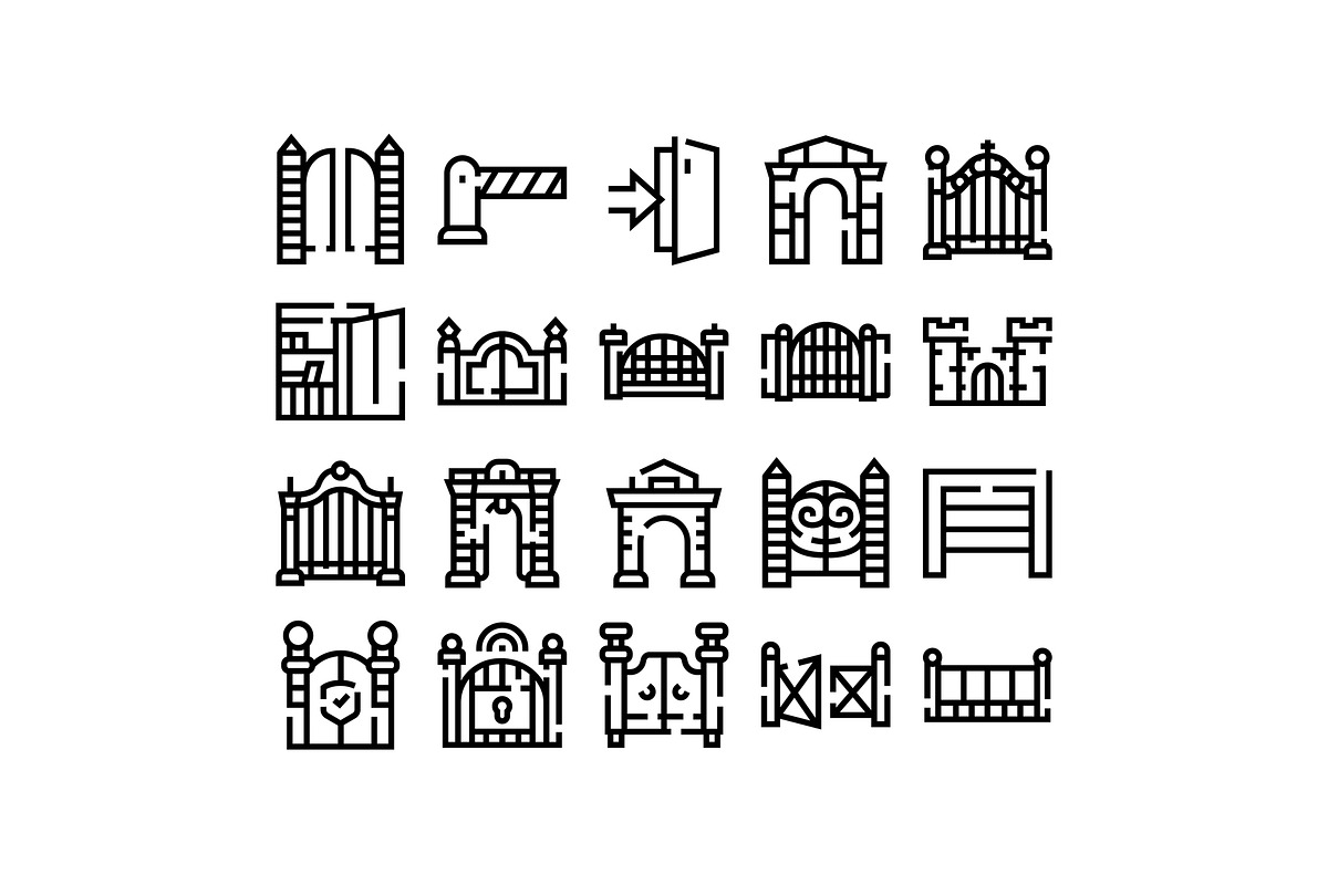 Gate and entrance line icons, an Object Graphic by pikepicture (Photo 1 of 3)
