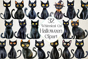 Halloween Whimsical Black Cat Clipar, an Illustration by DreamPrint404 (Thumbnail 1 of 5)