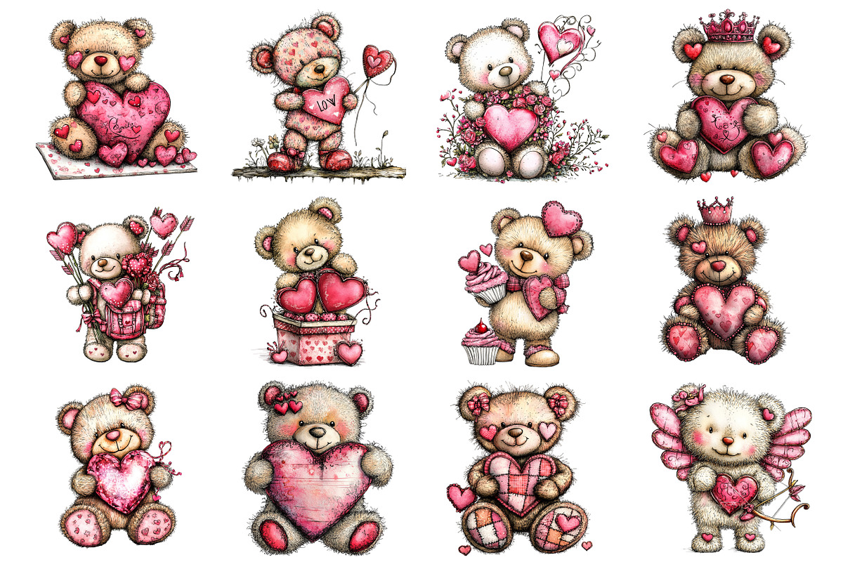 Whimsical Valentine's Teddy Bear, an Illustration by Design Market (Photo 3 of 5)