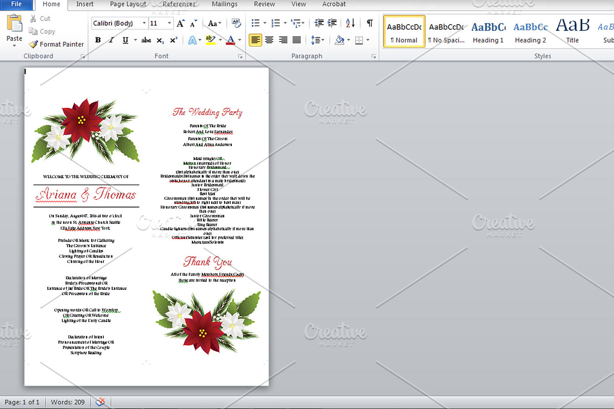 Wedding Ceremony Program Template, a Stationery Template by retrographix (Photo 3 of 3)