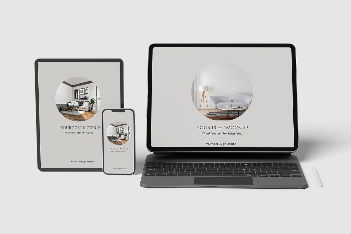 Tablet pro & Phone Mockup, a Pens & Pencil Mockup by mahhyud (Photo 2 of 6)
