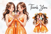 Orange Summer Friends Watercolor Png, an Illustration by RobertsArt (Thumbnail 7 of 8)