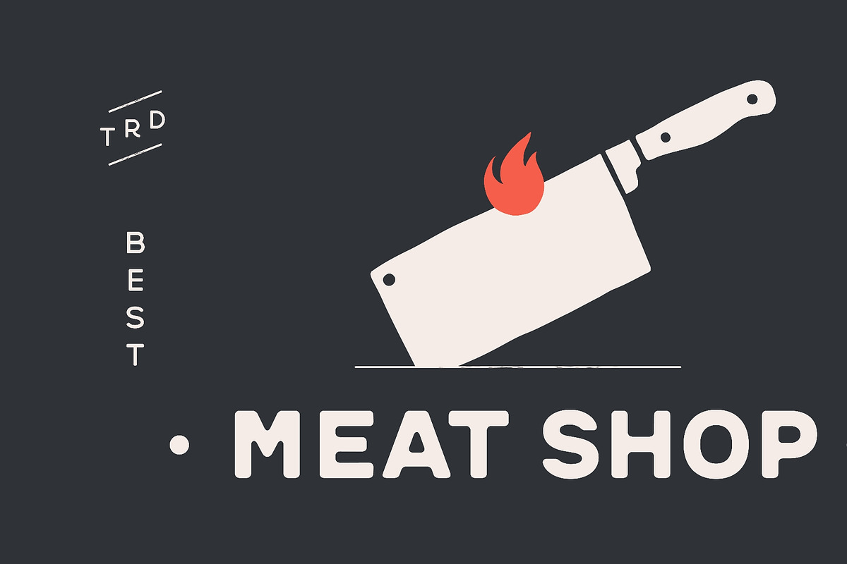 Butcher Knife. Butchery symbol, a Food Illustration by Foxys Graphic (Photo 3 of 3)