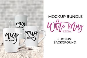 White Mug Bundle - Latte, 14oz, 12oz