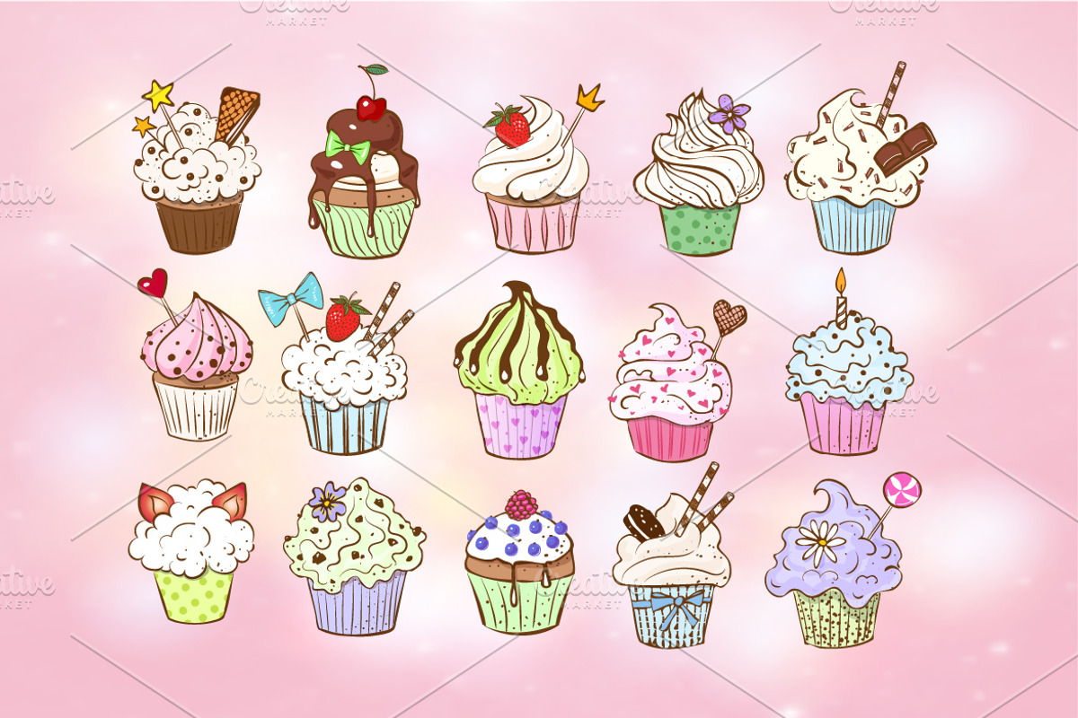 Doodle cupcakes, a Food Illustration by Elina_Li (Photo 8 of 8)