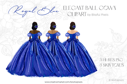 Royal Blue Princess Dress Clipart
