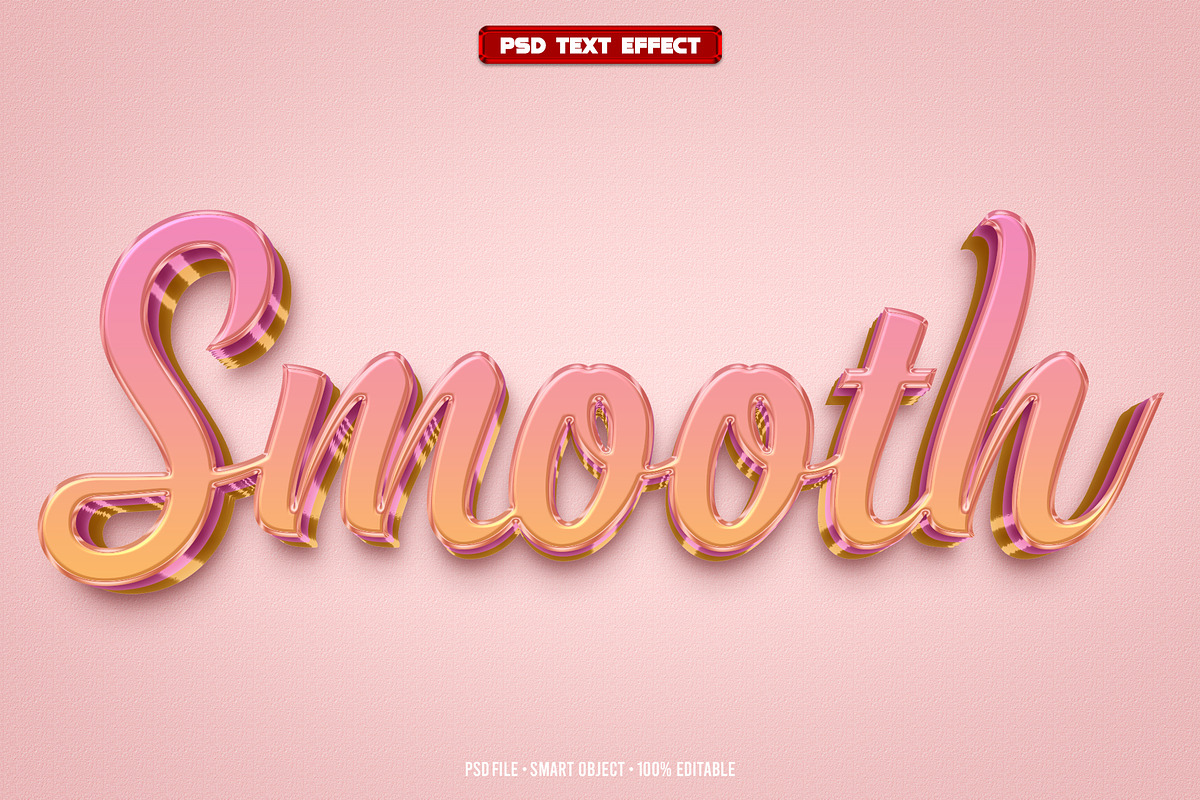 Smooth 3D editable text effect, a Layer Style Add-On by Hello Muh (Photo 1 of 2)