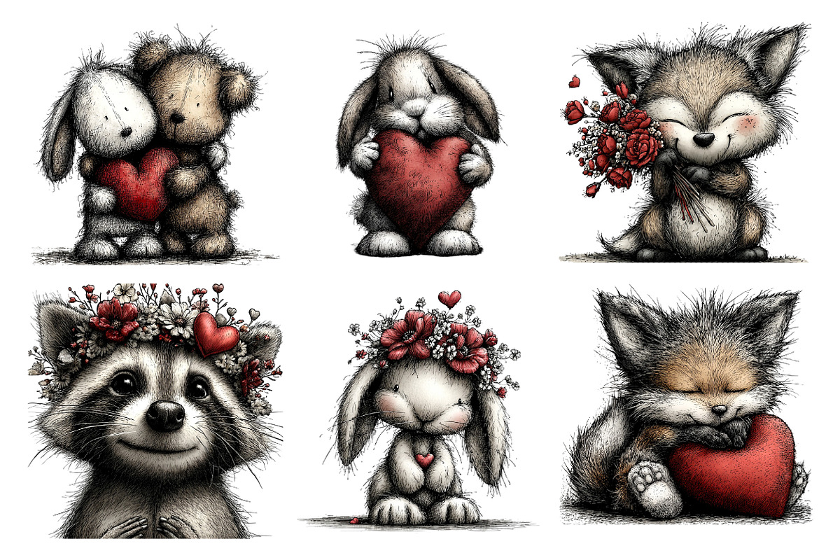 Valentines Day Animals Clipart, an Illustration by SinaCreation (Photo 3 of 11)